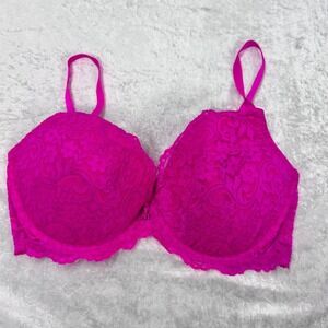 Smart & Sexy Lace Push Up‎ Bra Womens 38D Hot Pink Excellent